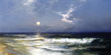 Thomas Moran Moonlight Paysage marin Peinture à l'huile